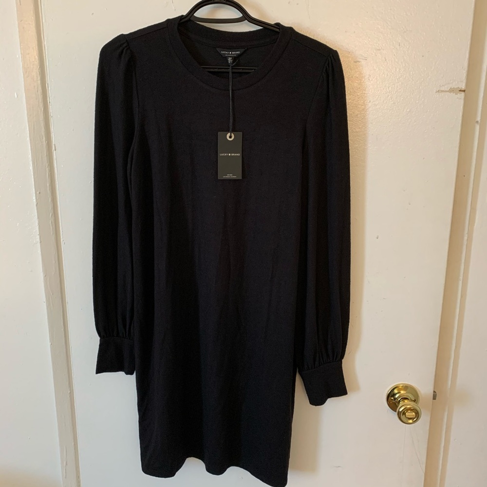 Lucky Brand Black Long Sleeve Shirt Dress …
